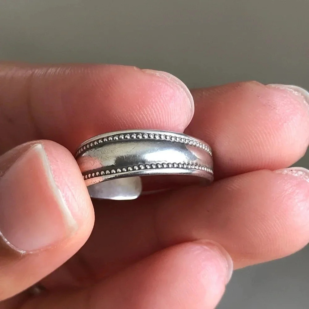 Sterling Silver Beaded Adjustable Ring - image 6